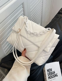 Fashion Creamy-white Pu Embroidered Flap Flap Crossbody Bag