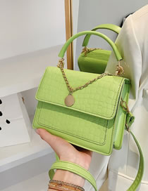 Fashion Green Pu Geometric Texture Flap Crossbody Bag