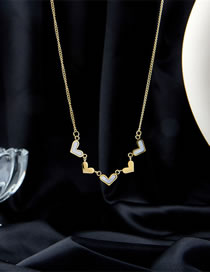 Fashion Gold Titanium Steel White Shell Love Necklace