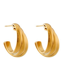 Fashion Gold Titanium Steel Geometric Multilayer C-shaped Stud Earrings