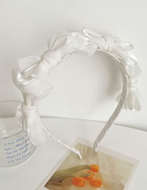 Fashion White Fabric Bright Silk Bow Headband