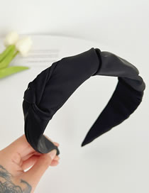 Fashion Black Fabric Satin Knotted Wide-brimmed Headband