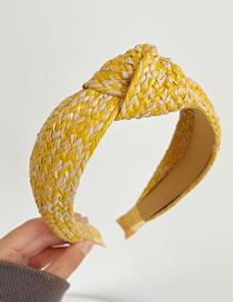 Fashion Yellow Beige Straw Knotted Wide-brimmed Headband