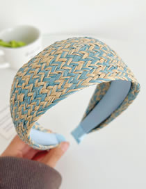Fashion Blue Beige Straw Wide-brimmed Headband
