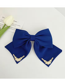Fashion Navy Blue Fabric Bow Spring Clip