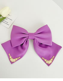 Fashion Purple Fabric Bow Spring Clip