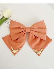 Fashion Orange Fabric Bow Spring Clip