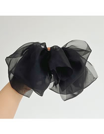 Fashion Black Layered Tulle Bow Hair Clip