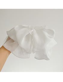 Fashion White Layered Tulle Bow Hair Clip