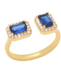 Fashion Blue Brass Set Square Zirconium Open Ring
