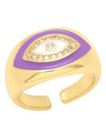 Fashion Purple Bronze Diamond Drip Oil Eye Open Ring