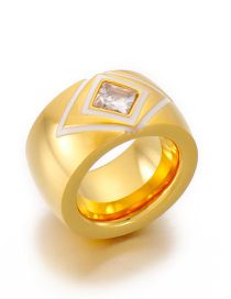 Fashion 2# Stainless Steel Diamond Geometric Ring