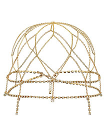 Fashion Gold Mesh Diamond Hollow Tassel Claw Chain Hair Accessory