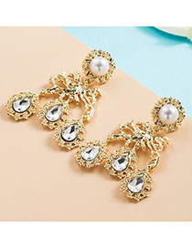 Fashion White Alloy Diamond Geometric Tassel Drop Earrings