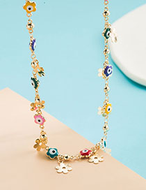 Fashion Flower Alloy Drip Oil Eye Flower Necklace