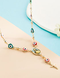 Fashion Love Bronze Diamond Eye Resin Character Necklace