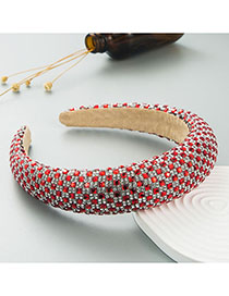 Fashion Red Fabric Diamond-studded Wide-brimmed Sponge Headband
