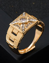 Fashion Cruciform Copper Gold Plated Zirconium Geometric Ring