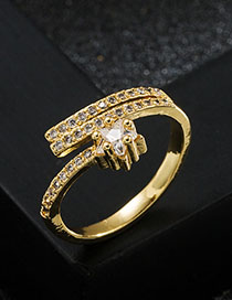 Fashion White Copper Gold Plated Zirconium Geometric Ring