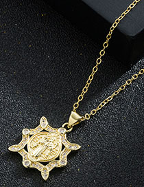 Fashion Square Bronze Gold Plated Zirconium Virgin Mary Necklace