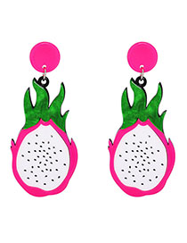 Fashion Pitaya Acrylic Acetate Dragon Fruit Stud Earrings