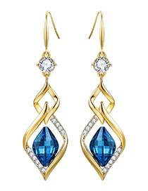 Fashion Gold Gold Plated Copper Geometric Drop Earrings With Diamonds