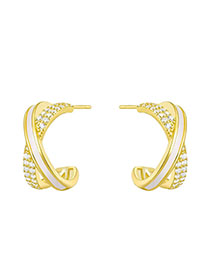 Fashion Gold Copper Gold Plated Diamond Cross Stud Earrings