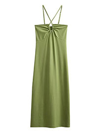 Fashion Green Blend Cutout Crossover Dress