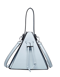 Fashion Light Blue Pu Large Capacity Three-piece Drawstring Shoulder Bag