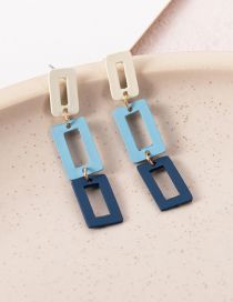 Fashion Blue Alloy Geometric Square Earrings