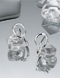 Fashion Silver Sterling Silver Geometric C Hoop Stud Earrings