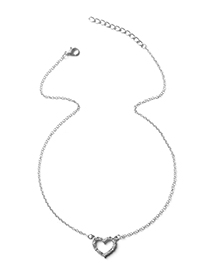 Fashion Silver Alloy Diamond Heart Necklace
