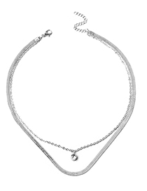 Fashion Gold Alloy Diamond Geometric Snake Bone Chain Double Layer Necklace