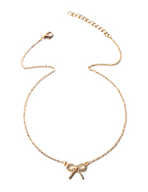 Fashion Gold Alloy Diamond Bow Necklace