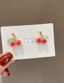 Fashion A Pair Of Red Cherry Ear Clips (triangle Clips) Alloy Cherry Ear Clips