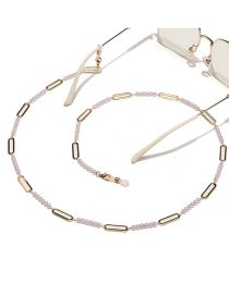 Fashion Gold Metal Geometric Oval Chain Pearl Eye Chain