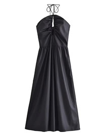 Fashion Black Halterneck Lace-up Dress