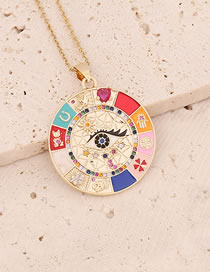 Fashion 5# Bronze Diamond Drop Oil Eye Round Necklace