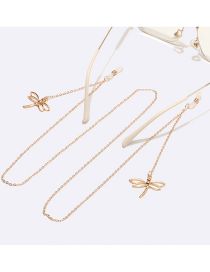 Fashion Gold Metal Geometric Dragonfly Glasses Chain