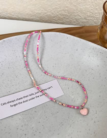 Fashion B Pink Heart Geometric Beaded Heart Necklace