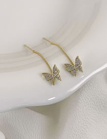 Fashion Gold Copper Diamond Butterfly Earrings