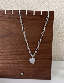 Fashion Silver Alloy Set Zirconium Heart Necklace