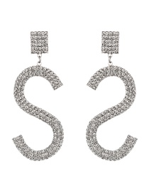 Fashion S Alloy Diamond Alphabet Stud Earrings