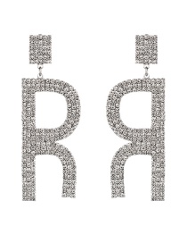 Fashion R Alloy Diamond Alphabet Stud Earrings