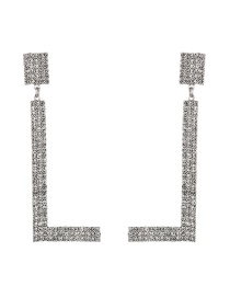 Fashion L Alloy Diamond Alphabet Stud Earrings