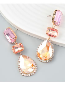 Fashion Gold Coloren Color Alloy Diamond Geometric Drop Earrings
