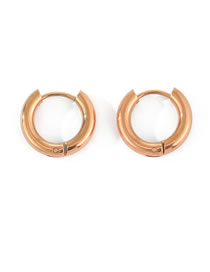 Fashion 15mm Rose Gold Color Stainless Steel Hoop Earrings