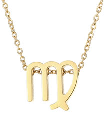 Fashion Virgo - 14k Gold Color Stainless Steel Gold Plated Zodiac Necklace