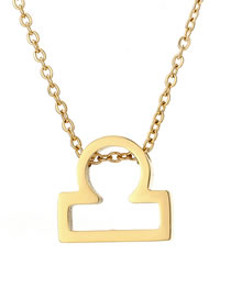 Fashion Libra - 14k Gold Color Stainless Steel Gold Plated Zodiac Necklace