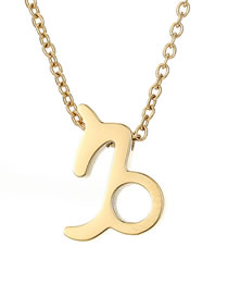 Fashion Capricornus - 14k Gold Color Stainless Steel Gold Plated Zodiac Necklace